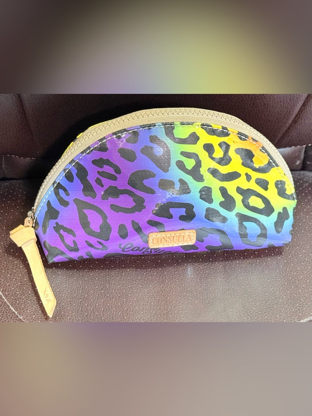 Consuela Semi Multi Color Leopard Cosmetic Case